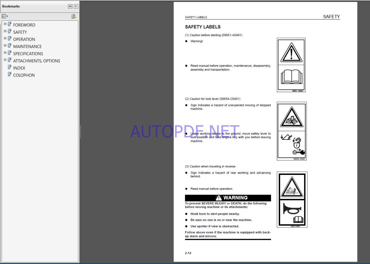 Komatsu WA600-6 WHEEL LOADER Operation Maintenance Manual(EEAM024506)