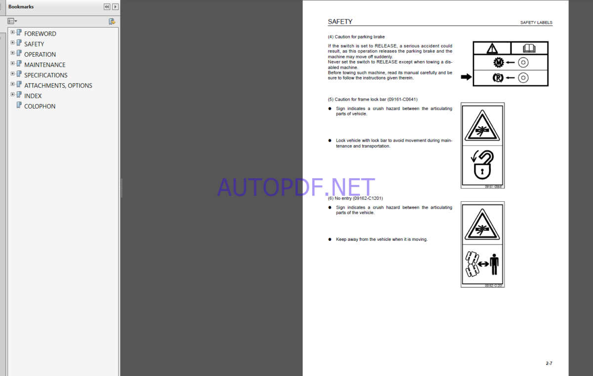 Komatsu WA1200-6 WHEEL LOADER Operation Maintenance Manual(EEAM031000)