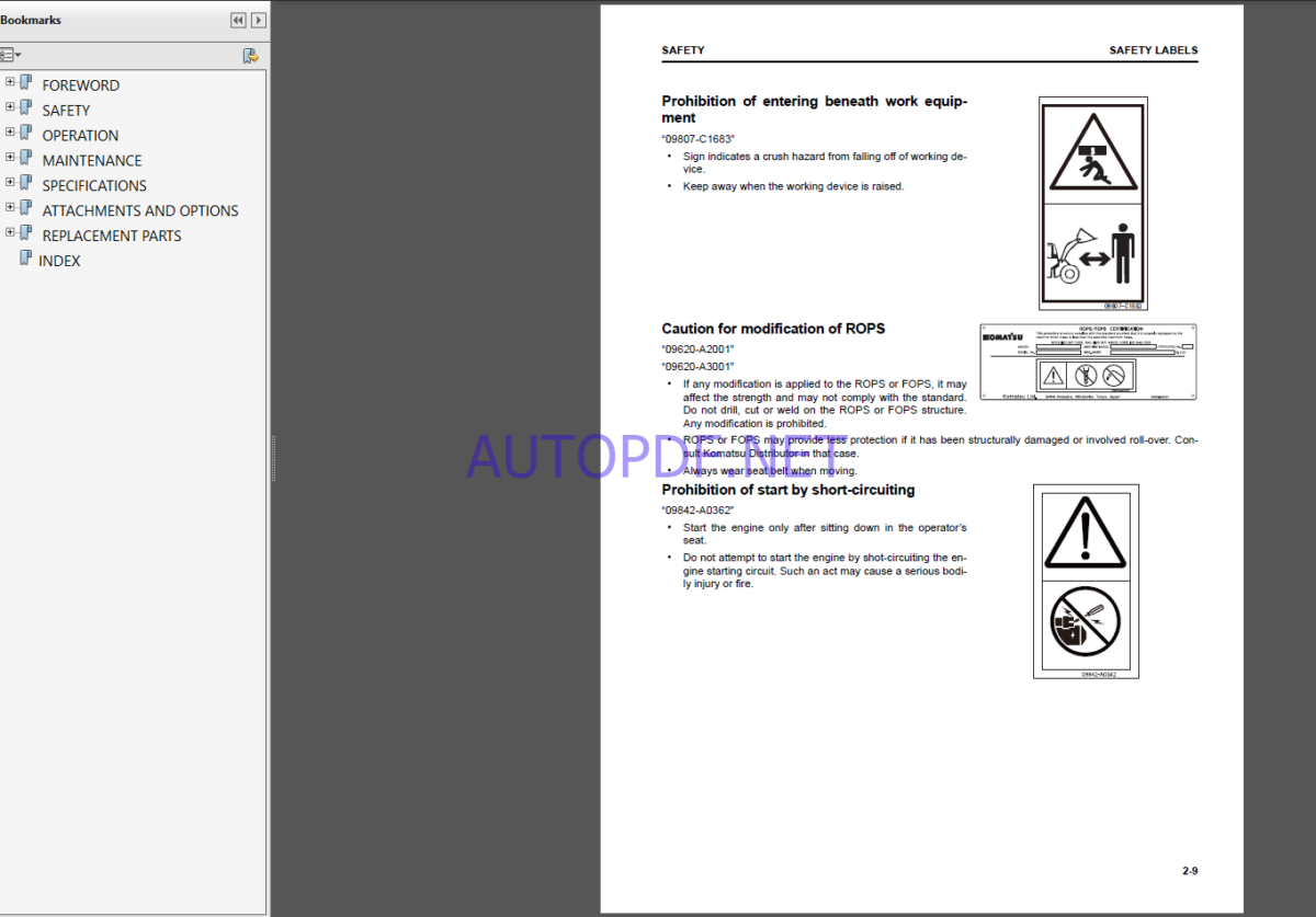 Komatsu WA600-8E0 WHEEL LOADER Operation Maintenance Manual(EEAM033920)