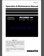 KOMATSU PC138US-11E0 HYDRAULIC EXCAVATOR Operation and Maintenance Manual(PEN02105-0)