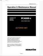 KOMATSU PC4000-6 HYDRAULIC MINING SHOVEL Operation and Maintenance Manual (GZEAM08256-1)