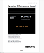 Komatsu PC3000-6 HYDRAULIC MINING SHOVEL Operation and Maintenance Manual (GZEAM6365-0)