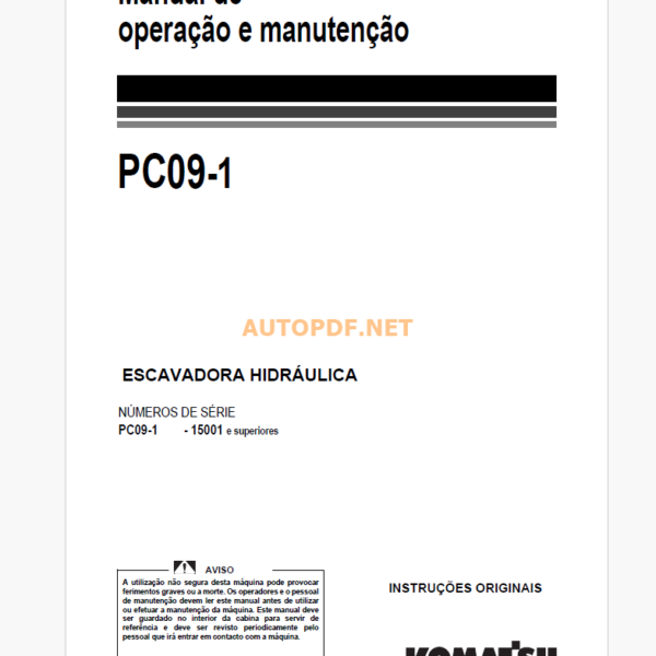 Komatsu PC9-1 ESCAVADORA HIDRAULICA Operation and Maintenance Manual (GZEAM06243)