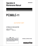 Komatsu PC360LC-11 HYDRAULIC EXCAVATOR Operation and Maintenance Manual (EENAM03830_PC360LC-11_1905)