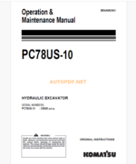 Komatsu PC78US-10 HYDRAULIC EXCAVATOR Operation and Maintenance Manual (EENAM03631_PC78US-10_1806)