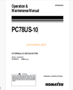 Komatsu PC78US-10 HYDRAULIC EXCAVATOR Operation and Maintenance Manual (EENAM03411_PC78US-10_1604)