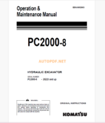 Komatsu PC2000-8 HYDRAULIC EXCAVATOR Operation and Maintenance Manual (EENAM02993_PC2000-8_1704)