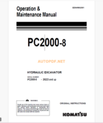 Komatsu PC2000-8 HYDRAULIC EXCAVATOR Operation and Maintenance Manual (EENAM02991_PC2000-8_1601)