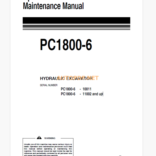 Komatsu PC1800-6 HYDRAULIC EXCAVATOR Operation and Maintenance Manual (EEAM022200-PC1800-6)