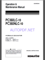 Komatsu PC360LC-10,PC360NLC-10 HYDRAULIC EXCAVATOR Operation and Maintenance Manual(UENAM00944)