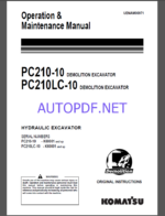 Komatsu PC240LC-10,PC240NLC-10 HYDRAULIC EXCAVATOR Operation and Maintenance Manual(UENAM00981)