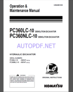 Komatsu PC360LC-10,PC360NLC-10 HYDRAULIC EXCAVATOR Operation and Maintenance Manual(UENAM01000)