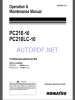 Komatsu PC210-10,PC210LC-10 HYDRAULIC EXCAVATOR Operation and Maintenance Manual(UENAM01271)