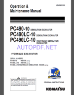 Komatsu PC490-10,PC490LC-10,PC490LC-10 HYDRAULIC EXCAVATOR Operation and Maintenance Manual(UENAM01550)