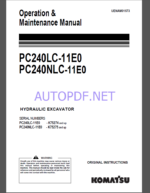 Komatsu PC240LC-11E0,PC240NLC-11E0 HYDRAULIC EXCAVATOR Operation and Maintenance Manual(UENAM01573)