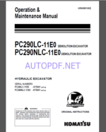 Komatsu PC290LC-11E0,PC290NLC-11E0 HYDRAULIC EXCAVATOR Operation and Maintenance Manual(UENAM01602)