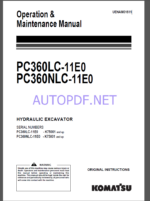 Komatsu PC360LC-11E0,PC360NLC-11E0 HYDRAULIC EXCAVATOR Operation and Maintenance Manual(UENAM01611)