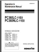 Komatsu PC360LC-11E0,PC360NLC-11E0 HYDRAULIC EXCAVATOR Operation and Maintenance Manual(UENAM01613)