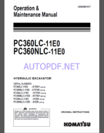 Komatsu PC360LC-11E0,PC360NLC-11E0 HYDRAULIC EXCAVATOR Operation and Maintenance Manual(UENAM01617)