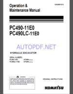 Komatsu PC490-11E0,PC490LC-11E0 HYDRAULIC EXCAVATOR Operation and Maintenance Manual(UENAM01633)