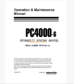 Komatsu PC4000-6 HYDRAULIC MINING SHOVEL Operation and Maintenance Manual (GZEAM08194)