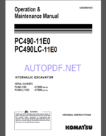 Komatsu PC490-11E0,PC490LC-11E0 HYDRAULIC EXCAVATOR Operation and Maintenance Manual(UENAM01635)