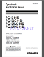 Komatsu PC210-11E0,PC210LC-11E0,PC210NLC-11E0,PC230NHD-11E0 HYDRAULIC EXCAVATOR Operation and Maintenance Manual(UENAM01664)