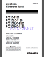 Komatsu PC210-11E0,PC210LC-11E0,PC210NLC-11E0,PC230NHD-11E0 HYDRAULIC EXCAVATOR Operation and Maintenance Manual(UENAM01667)