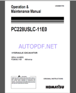 Komatsu PC228USLC-11E0 HYDRAULIC EXCAVATOR Operation and Maintenance Manual(UENAM01755)