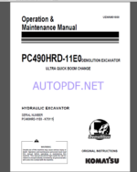 Komatsu PC490HRD-11E0 HYDRAULIC EXCAVATOR Operation and Maintenance Manual(UENAM01755)