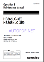 Komatsu HB365LC-3E0,HB365NLC-3E0 HYDRAULIC EXCAVATOR Operation and Maintenance Manual(UENAM01930)