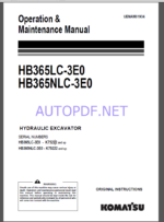 Komatsu HB365LC-3E0,HB365NLC-3E0 HYDRAULIC EXCAVATOR Operation and Maintenance Manual(UENAM01934)