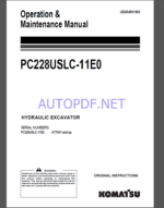 Komatsu PC228USLC-11E0 HYDRAULIC EXCAVATOR Operation and Maintenance Manual(UENAM01960)