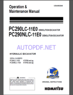 Komatsu PC290LC-11E0,PC290NLC-11E0 HYDRAULIC EXCAVATOR Operation and Maintenance Manual(UENAM02040)