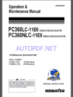 Komatsu PC360LC-11E0,PC360NLC-11E0 HYDRAULIC EXCAVATOR Operation and Maintenance Manual(UENAM02050)