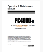 Komatsu PC4000-6 HYDRAULIC MINING SHOVEL Operation and Maintenance Manual (GZEAM08202)