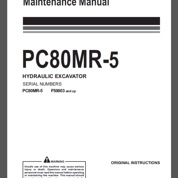 Komatsu PC80MR-5 HYDRAULIC EXCAVATOR Operation and Maintenance Manual(WENAM00180)