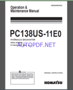 Komatsu PC138US-11E0 HYDRAULIC EXCAVATOR Operation and Maintenance Manual(WENAM00531)