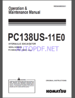 Komatsu PC138US-11E0 HYDRAULIC EXCAVATOR Operation and Maintenance Manual(WENAM00551)