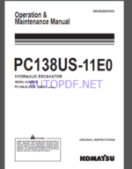 Komatsu PC138US-11E0 HYDRAULIC EXCAVATOR Operation and Maintenance Manual(WENAM00552)