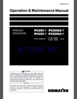 Komatsu PC200-7,PC200LC-7,PC220-7,PC220-7 PC220LC-7 HYDRAULIC MINING SHOVEL Operation and Maintenance Manual(PEN00014-04)