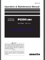 Komatsu PC200-8M1 HYDRAULIC EXCAVATOR Operation and Maintenance Manual(PENC0031-00)