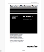 Komatsu PC7000-6 HYDRAULIC MINING EXCAVATOR Operation and Maintenance Manual (GZEAM35008-1)