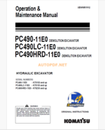 Komatsu PC490-11E0 DEMOLITION EXCAVATOR,PC490LC-11E0,PC490HRD-11E0 DUMP TRUCK Operation and Maintenance Manual(UENAM01912)