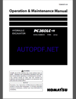 Komatsu PC290LC-11 HYDRAULIC EXCAVATOR Operation and Maintenance Manual(TEN00892-C6)