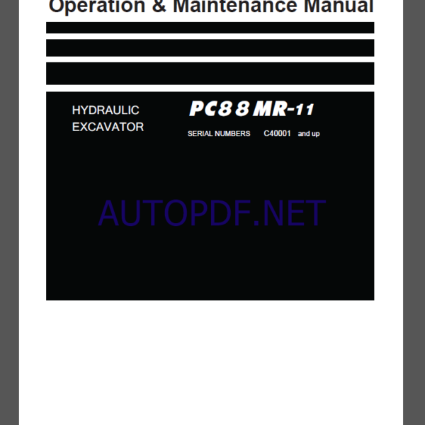 Komatsu PC8 8 MR-11 HYDRAULIC EXCAVATOR Operation and Maintenance Manual(TEN00969-C7)