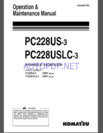 Komatsu PC228US-3,PC228USLC-3 HYDRAULIC EXCAVATOR Operation and Maintenance Manual(UEAM001303)