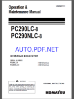 Komatsu PC490-11,PC490LC-11 HYDRAULIC EXCAVATOR Operation and Maintenance Manual(UENAM01106)