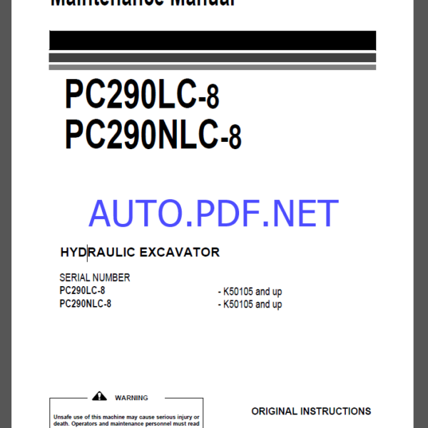 Komatsu PC490-11,PC490LC-11 HYDRAULIC EXCAVATOR Operation and Maintenance Manual(UENAM01106)