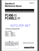 Komatsu PC490-11,PC490LC-11 HYDRAULIC EXCAVATOR Operation and Maintenance Manual(UENAM01104)